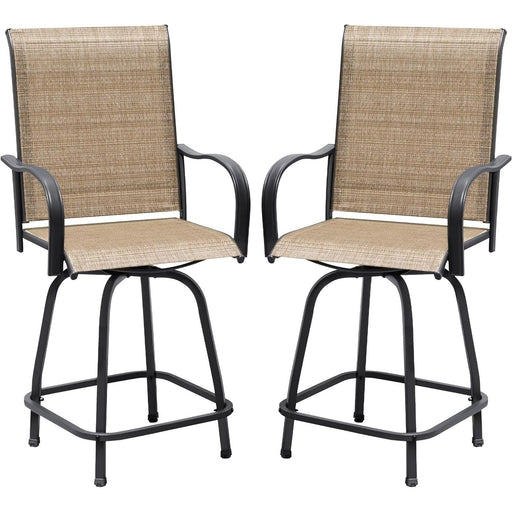 Patio Bar Stools Set of 2 All Weather Counter Height Swivel Chairs