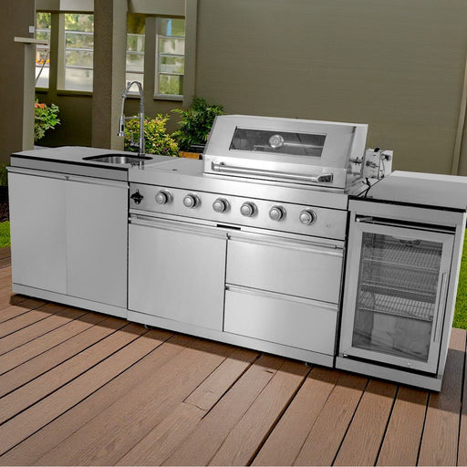 104 Inch BBQ Island 4 Burner Grill 72000 BTU with Refrigerator Sink Storage Stainless Steel
