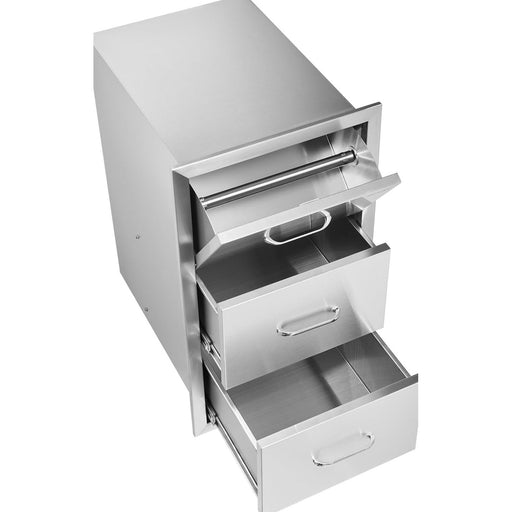 17 x 30 x 21 Inch Outdoor Kitchen Storage Drawers Stainless Steel with Paper Towel Holder