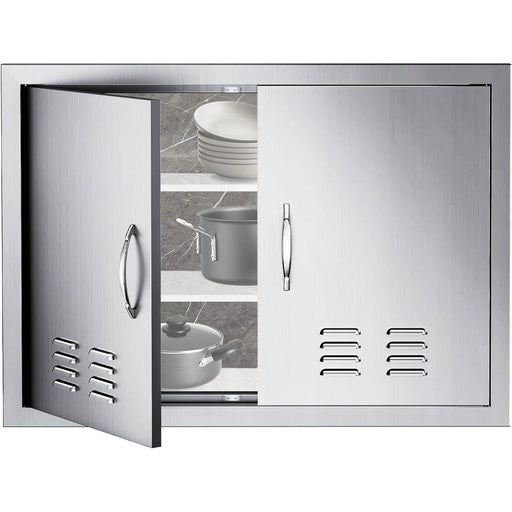 30 x 21 Inch Outdoor Kitchen Access Doors 304 Stainless Steel Double with Vents and Detachable Handles