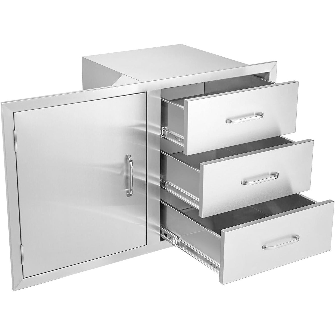 38 x 22 x 20 Inch Outdoor Kitchen Door and Drawer Combo Stainless Steel Triple Drawers