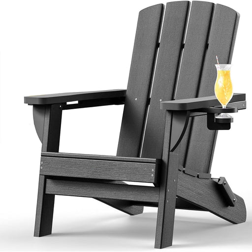Folding Adirondack Chair HDPE All Weather with 2 Cup Holders