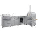 L Shape BBQ Island 32 Inch 4 Burner Gas Grill with Fridge Pizza Oven Sink Corner Cabinet
