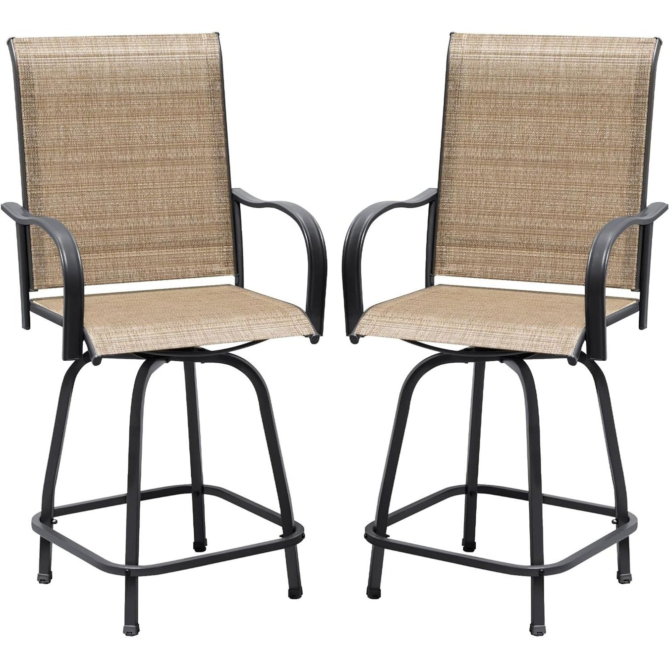 Patio Bar Stools Set of 2 All Weather Counter Height Swivel Chairs