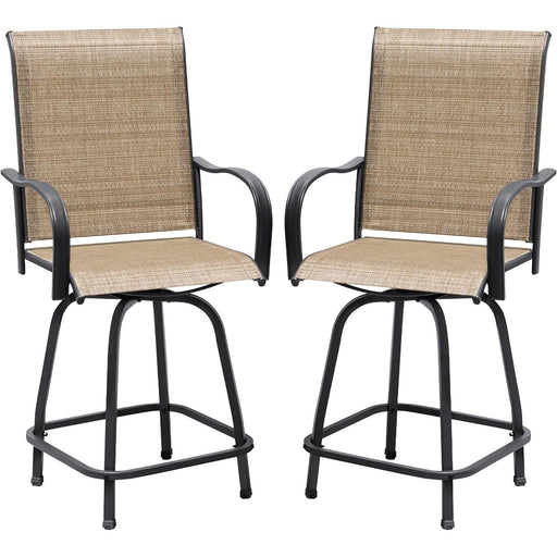 Patio Bar Stools Set of 2 All Weather Counter Height Swivel Chairs